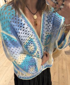 Alternative view of Veste crochet Lina bleu