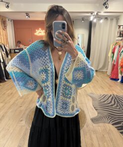 Veste crochet Lina bleu