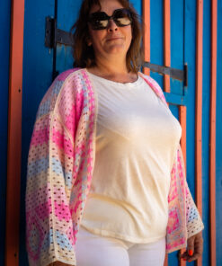 Veste crochet Lina rose
