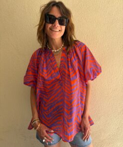 Blouse zébrée April violet et orange