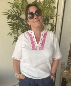 Blouse Laura blanche brodée