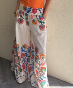 Pantalon floral multicolore