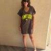 Robe t-shirt Amour chocolat délavé