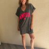 Robe t-shirt Amour kaki délavé
