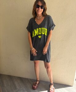 Robe t-shirt Amour marine délavé