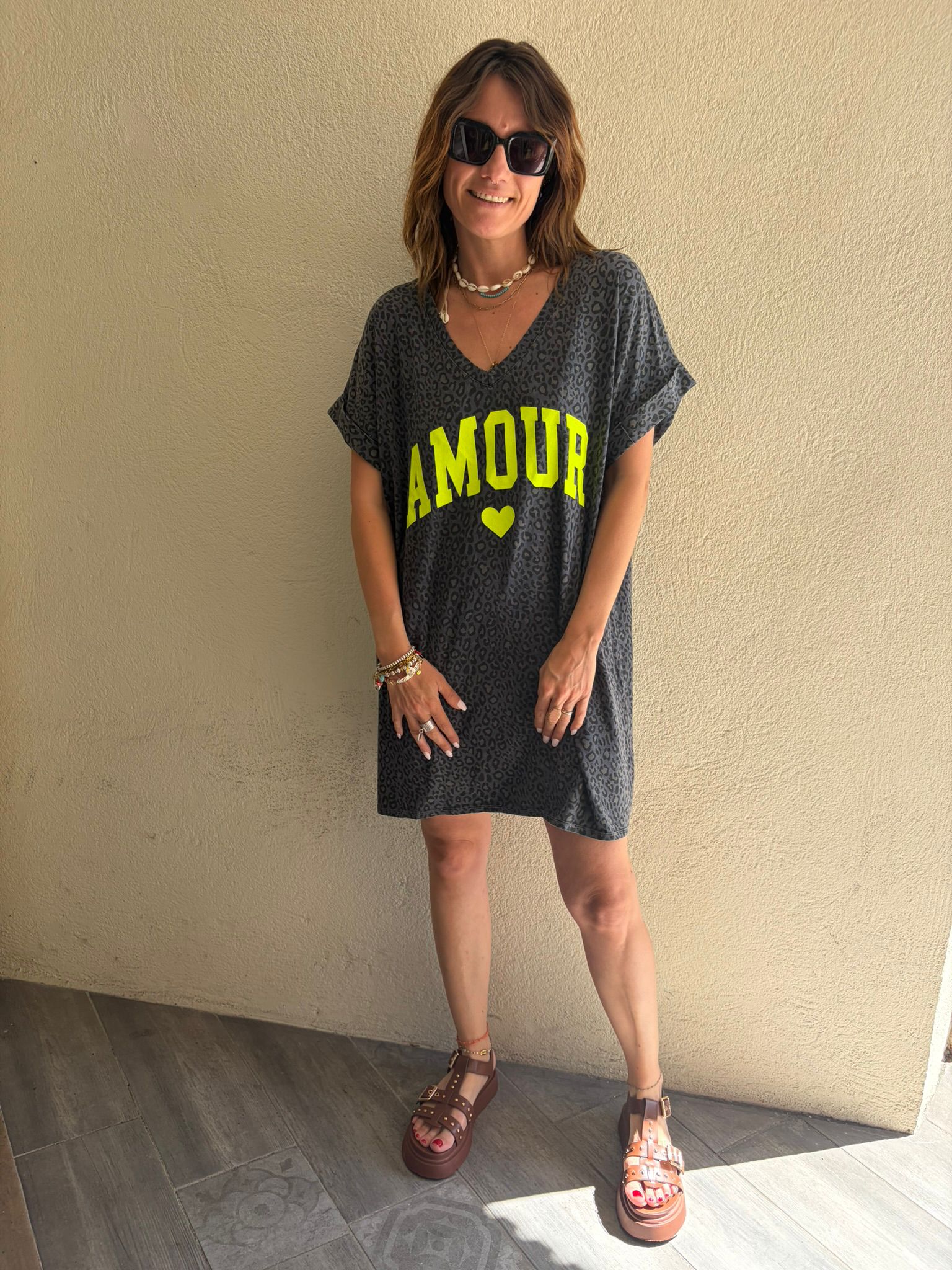 Robe t-shirt Amour marine délavé