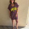 Robe t-shirt Amour prune délavé