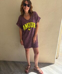 Robe t-shirt Amour prune délavé