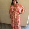 Robe Sandra blanche fleurs rose et orange