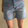 Short jean palmier brodé