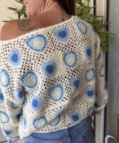 Alternative view of Top crochet Flora bleu