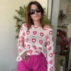 Top crochet Flora rose