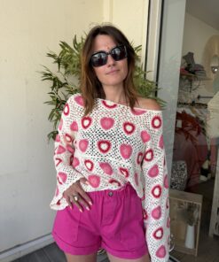 Top crochet Flora rose